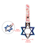 6-STAR JDM Tsurikawa Drift Subway Train Bus Handle – Universal Car Interior Hanging Charm, Burnt Blue Ring & Bosozoku Pink Flowers Pattern Retro Nylon Strap X1