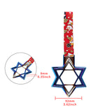 6-STAR JDM Tsurikawa Drift Subway Train Bus Handle – Universal Car Interior Hanging Charm, Burnt Blue Ring & Bosozoku Red Dogs Pattern Retro Nylon Strap X1