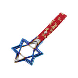 6-STAR JDM Tsurikawa Drift Subway Train Bus Handle – Universal Car Interior Hanging Charm, Burnt Blue Ring & Bosozoku Red Flowers Pattern Retro Nylon Strap X1