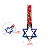 6-STAR JDM Tsurikawa Drift Subway Train Bus Handle – Universal Car Interior Hanging Charm, Burnt Blue Ring & Bosozoku Red Flowers Pattern Retro Nylon Strap X1