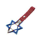 6-STAR JDM Tsurikawa Drift Subway Train Bus Handle – Universal Car Interior Hanging Charm, Burnt Blue Ring & Bosozoku Red Clouds Pattern Retro Nylon Strap X1
