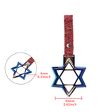 6-STAR JDM Tsurikawa Drift Subway Train Bus Handle – Universal Car Interior Hanging Charm, Burnt Blue Ring & Bosozoku Red Clouds Pattern Retro Nylon Strap X1