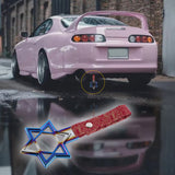 6-STAR JDM Tsurikawa Drift Subway Train Bus Handle – Universal Car Interior Hanging Charm, Burnt Blue Ring & Bosozoku Red Clouds Pattern Retro Nylon Strap X1