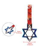 6-STAR JDM Tsurikawa Drift Subway Train Bus Handle – Universal Car Interior Hanging Charm, Burnt Blue Ring & Bosozoku Red Waves Pattern Retro Nylon Strap X1
