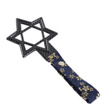 6-STAR JDM Tsurikawa Drift Subway Train Bus Handle – Universal Car Interior Hanging Charm, Carbon Fiber Style Ring & Bosozoku Blue Flowers Pattern Retro Nylon Strap X1