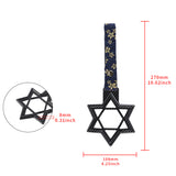 6-STAR JDM Tsurikawa Drift Subway Train Bus Handle – Universal Car Interior Hanging Charm, Carbon Fiber Style Ring & Bosozoku Blue Flowers Pattern Retro Nylon Strap X1