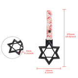 6-STAR JDM Tsurikawa Drift Subway Train Bus Handle – Universal Car Interior Hanging Charm, Carbon Fiber Style Ring & Bosozoku Pink Flowers Pattern Retro Nylon Strap X1