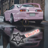 6-STAR JDM Tsurikawa Drift Subway Train Bus Handle – Universal Car Interior Hanging Charm, Carbon Fiber Style Ring & Bosozoku Pink Flowers Pattern Retro Nylon Strap X1