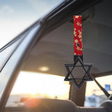6-STAR JDM Tsurikawa Drift Subway Train Bus Handle – Universal Car Interior Hanging Charm, Carbon Fiber Style Ring & Bosozoku Red Flowers Pattern Retro Nylon Strap X1