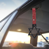 6-STAR JDM Tsurikawa Drift Subway Train Bus Handle – Universal Car Interior Hanging Charm, Carbon Fiber Style Ring & Bosozoku Red Clouds Pattern Retro Nylon Strap X1