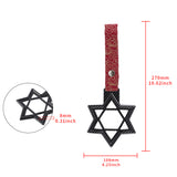 6-STAR JDM Tsurikawa Drift Subway Train Bus Handle – Universal Car Interior Hanging Charm, Carbon Fiber Style Ring & Bosozoku Red Clouds Pattern Retro Nylon Strap X1