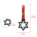 6-STAR JDM Tsurikawa Drift Subway Train Bus Handle – Universal Car Interior Hanging Charm, Carbon Fiber Style Ring & Bosozoku Red Waves Pattern Retro Nylon Strap X1