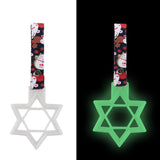 6-Star Glow-in-the-Dark JDM Tsurikawa Drift Subway Train Bus Handle – Universal Car Interior Hanging Charm, White Ring & Bosozoku Black Cats Pattern Retro Nylon Strap X1