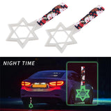 6-Star Glow-in-the-Dark JDM Tsurikawa Drift Subway Train Bus Handle – Universal Car Interior Hanging Charm, White Ring & Bosozoku Black Cats Pattern Retro Nylon Strap X1