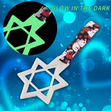6-Star Glow-in-the-Dark JDM Tsurikawa Drift Subway Train Bus Handle – Universal Car Interior Hanging Charm, White Ring & Bosozoku Black Cats Pattern Retro Nylon Strap X1