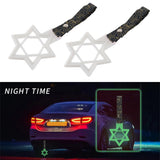 6-Star Glow-in-the-Dark JDM Tsurikawa Drift Subway Train Bus Handle – Universal Car Interior Hanging Charm, White Ring & Bosozoku Black Clouds Pattern Retro Nylon Strap X1
