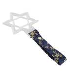 6-Star Glow-in-the-Dark JDM Tsurikawa Drift Subway Train Bus Handle – Universal Car Interior Hanging Charm, White Ring & Bosozoku Blue Flowers Pattern Retro Nylon Strap X1