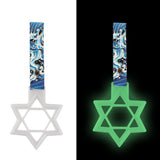6-Star Glow-in-the-Dark JDM Tsurikawa Drift Subway Train Bus Handle – Universal Car Interior Hanging Charm, White Ring & Bosozoku Blue Waves Pattern Retro Nylon Strap X1