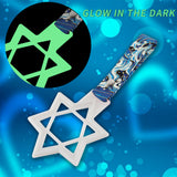 6-Star Glow-in-the-Dark JDM Tsurikawa Drift Subway Train Bus Handle – Universal Car Interior Hanging Charm, White Ring & Bosozoku Blue Waves Pattern Retro Nylon Strap X1