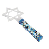 6-Star Glow-in-the-Dark JDM Tsurikawa Drift Subway Train Bus Handle – Universal Car Interior Hanging Charm, White Ring & Bosozoku Blue Waves Pattern Retro Nylon Strap X1
