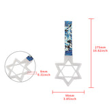 6-Star Glow-in-the-Dark JDM Tsurikawa Drift Subway Train Bus Handle – Universal Car Interior Hanging Charm, White Ring & Bosozoku Blue Waves Pattern Retro Nylon Strap X1
