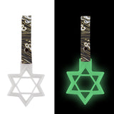6-Star Glow-in-the-Dark JDM Tsurikawa Drift Subway Train Bus Handle – Universal Car Interior Hanging Charm, White Ring & Bosozoku Green Waves Pattern Retro Nylon Strap X1