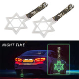 6-Star Glow-in-the-Dark JDM Tsurikawa Drift Subway Train Bus Handle – Universal Car Interior Hanging Charm, White Ring & Bosozoku Green Waves Pattern Retro Nylon Strap X1