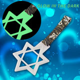 6-Star Glow-in-the-Dark JDM Tsurikawa Drift Subway Train Bus Handle – Universal Car Interior Hanging Charm, White Ring & Bosozoku Green Waves Pattern Retro Nylon Strap X1