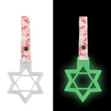 6-Star Glow-in-the-Dark JDM Tsurikawa Drift Subway Train Bus Handle – Universal Car Interior Hanging Charm, White Ring & Bosozoku Pink Flowers Pattern Retro Nylon Strap X1