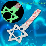 6-Star Glow-in-the-Dark JDM Tsurikawa Drift Subway Train Bus Handle – Universal Car Interior Hanging Charm, White Ring & Bosozoku Pink Flowers Pattern Retro Nylon Strap X1
