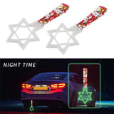 6-Star Glow-in-the-Dark JDM Tsurikawa Drift Subway Train Bus Handle – Universal Car Interior Hanging Charm, White Ring & Bosozoku Red Cats Pattern Retro Nylon Strap X1