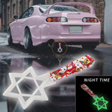 6-Star Glow-in-the-Dark JDM Tsurikawa Drift Subway Train Bus Handle – Universal Car Interior Hanging Charm, White Ring & Bosozoku Red Cats Pattern Retro Nylon Strap X1