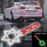 6-Star Glow-in-the-Dark JDM Tsurikawa Drift Subway Train Bus Handle – Universal Car Interior Hanging Charm, White Ring & Bosozoku Red Dogs Pattern Retro Nylon Strap X1