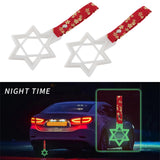 6-Star Glow-in-the-Dark JDM Tsurikawa Drift Subway Train Bus Handle – Universal Car Interior Hanging Charm, White Ring & Bosozoku Red Flowers Pattern Retro Nylon Strap X1