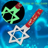 6-Star Glow-in-the-Dark JDM Tsurikawa Drift Subway Train Bus Handle – Universal Car Interior Hanging Charm, White Ring & Bosozoku Red Flowers Pattern Retro Nylon Strap X1