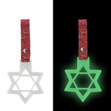 6-Star Glow-in-the-Dark JDM Tsurikawa Drift Subway Train Bus Handle – Universal Car Interior Hanging Charm, White Ring & Bosozoku Red Clouds Pattern Retro Nylon Strap X1