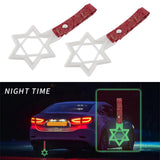 6-Star Glow-in-the-Dark JDM Tsurikawa Drift Subway Train Bus Handle – Universal Car Interior Hanging Charm, White Ring & Bosozoku Red Clouds Pattern Retro Nylon Strap X1