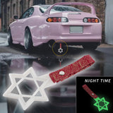 6-Star Glow-in-the-Dark JDM Tsurikawa Drift Subway Train Bus Handle – Universal Car Interior Hanging Charm, White Ring & Bosozoku Red Clouds Pattern Retro Nylon Strap X1