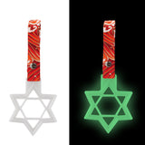 6-Star Glow-in-the-Dark JDM Tsurikawa Drift Subway Train Bus Handle – Universal Car Interior Hanging Charm, White Ring & Bosozoku Red Waves Pattern Retro Nylon Strap X1