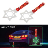 6-Star Glow-in-the-Dark JDM Tsurikawa Drift Subway Train Bus Handle – Universal Car Interior Hanging Charm, White Ring & Bosozoku Red Waves Pattern Retro Nylon Strap X1