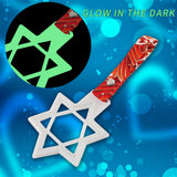 6-Star Glow-in-the-Dark JDM Tsurikawa Drift Subway Train Bus Handle – Universal Car Interior Hanging Charm, White Ring & Bosozoku Red Waves Pattern Retro Nylon Strap X1