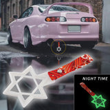 6-Star Glow-in-the-Dark JDM Tsurikawa Drift Subway Train Bus Handle – Universal Car Interior Hanging Charm, White Ring & Bosozoku Red Waves Pattern Retro Nylon Strap X1