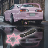 6-STAR JDM Tsurikawa Drift Subway Train Bus Handle – Universal Car Interior Hanging Charm, Pink Ring & Bosozoku Black Clouds Pattern Retro Nylon Strap X1