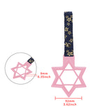 6-STAR JDM Tsurikawa Drift Subway Train Bus Handle – Universal Car Interior Hanging Charm, Pink Ring & Bosozoku Blue Flowers Pattern Retro Nylon Strap X1