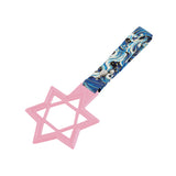 6-STAR JDM Tsurikawa Drift Subway Train Bus Handle – Universal Car Interior Hanging Charm, Pink Ring & Bosozoku Blue Waves Pattern Retro Nylon Strap X1
