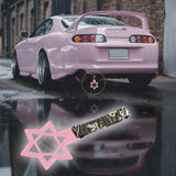 6-STAR JDM Tsurikawa Drift Subway Train Bus Handle – Universal Car Interior Hanging Charm, Pink Ring & Bosozoku Green Waves Pattern Retro Nylon Strap X1