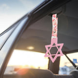6-STAR JDM Tsurikawa Drift Subway Train Bus Handle – Universal Car Interior Hanging Charm, Pink Ring & Bosozoku Pink Flowers Pattern Retro Nylon Strap X1