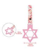 6-STAR JDM Tsurikawa Drift Subway Train Bus Handle – Universal Car Interior Hanging Charm, Pink Ring & Bosozoku Pink Flowers Pattern Retro Nylon Strap X1