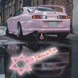 6-STAR JDM Tsurikawa Drift Subway Train Bus Handle – Universal Car Interior Hanging Charm, Pink Ring & Bosozoku Pink Flowers Pattern Retro Nylon Strap X1