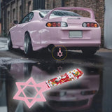 6-STAR JDM Tsurikawa Drift Subway Train Bus Handle – Universal Car Interior Hanging Charm, Pink Ring & Bosozoku Red Cats Pattern Retro Nylon Strap X1